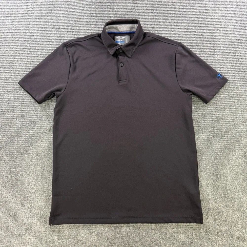 Twillory‎ Athleisure Polo Shirt Mens Medium Black Athlounger Short Sleeve Golf